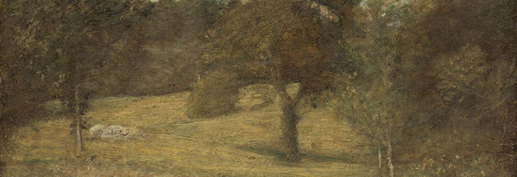 Albert Pinkham Ryder,
<em>Weir's Orchard,</em> 1885-1890
Oil on canvas, 17-1/8” x 21" 
Wadsworth Atheneum Museum of Art
The Ella Gallup Sumner and Mary Catlin Sumner Collection Fund, 1970.71