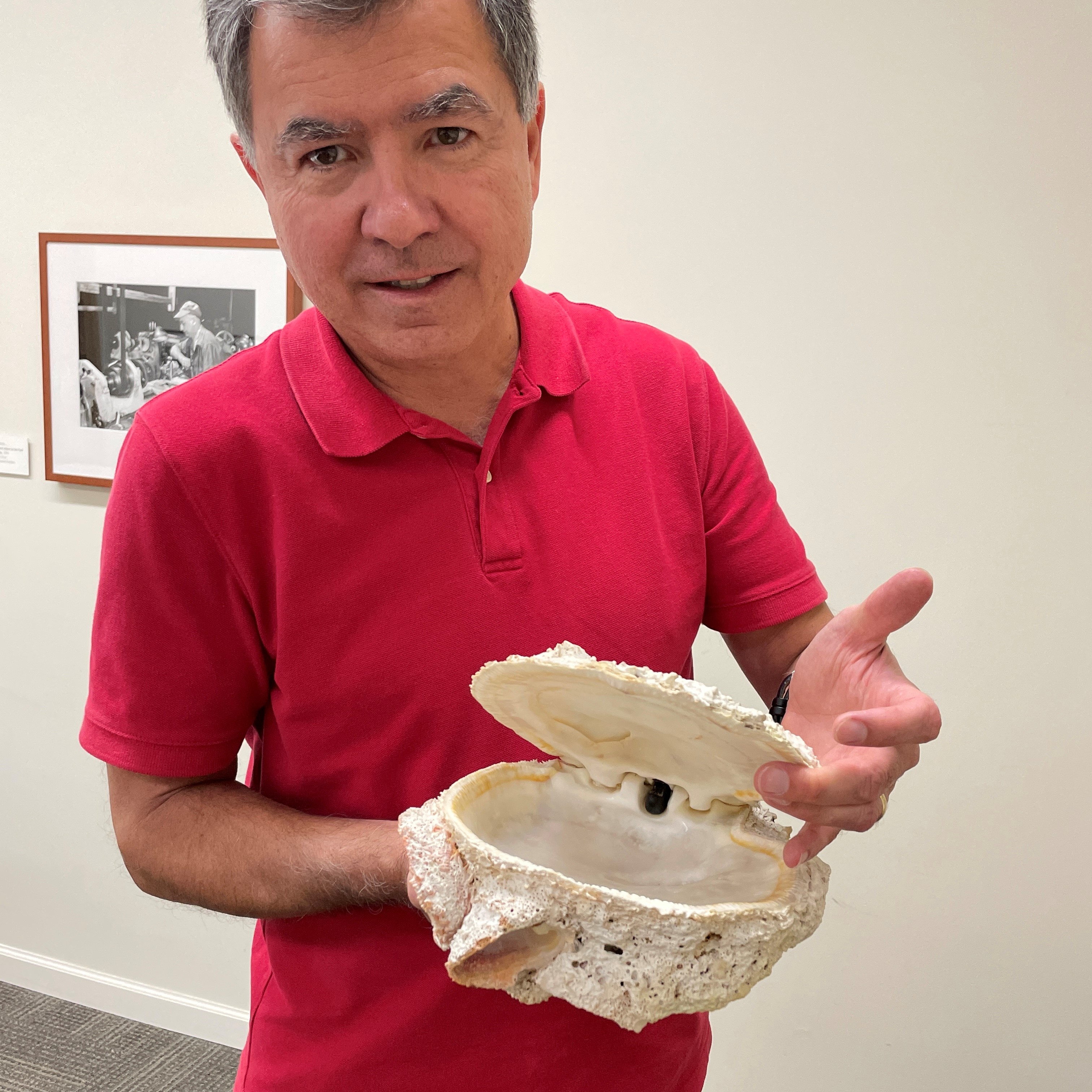 Bob with shell fossil